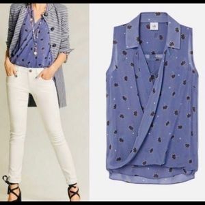 cabi Crossover Blouse floral violet